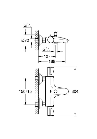 Grohe Grohtherm 800 Termostatik Banyo Bataryası Mat Siyah - 1022032430 Siyah