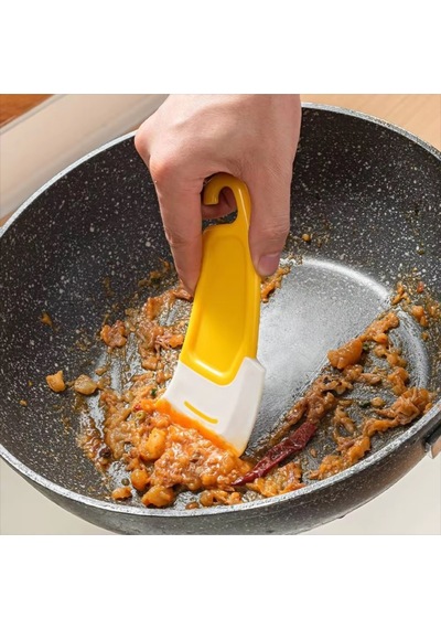 Yağ - Leke Kazıyıcı Mini Silikon Spatula Plastik Saplı Plastik Sarı Diğer