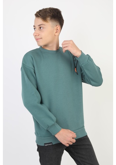 Fermuarlı Respect Baskılı Siyah Erkek Çocuk Sweatshirt-90844 Yeşil