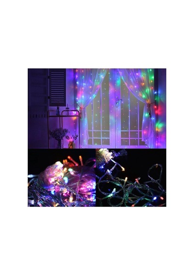 8 Fonksiyonlu 2 Metre 200 Led 10 Saçak Rgb Led Perde Aydınlatma Beyaz