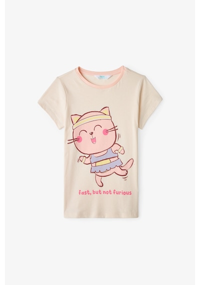Penti  Ekru Kız Çocuk Fast Cat Pamuklu 2'li Pijama Takımı