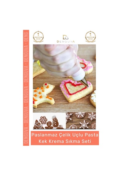 Krematorbası Paslanmaz Çelik Pasta Cupcake Uçlu Tasarım Süsleme Torbası Krema Sıkma Seti 10 Parça Çok Renkli