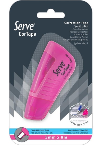 Serve Cortape Şerit Silici 5 Mm x 8 Mt Fosforlu Pembe
