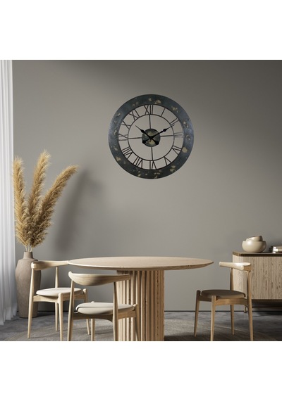 Eskitme Rustic Elegance 68 Cm Duvar Saati Siyah