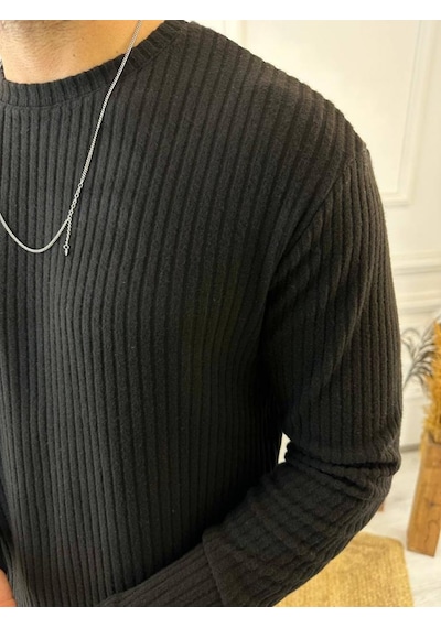 Elku Moda Uzun Kollu Tişört Fitilli Bisiklet Yaka Yumuşak Dokulu Tüylenmez Pamuklu Kazak Sweatshirt Siyah Elku Moda Uzun Kollu Tişört Fitilli Bisiklet Yaka Yumuşak Dokulu Tüylenmez Pamuklu Kazak Sweatshirt Siyah