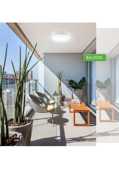 Balkon Lambası Teras Lambası Artos 15w Yuvarlak Beyaz Banyo Lambası 6400k Beyaz Işık Tavan Lambası Beyaz