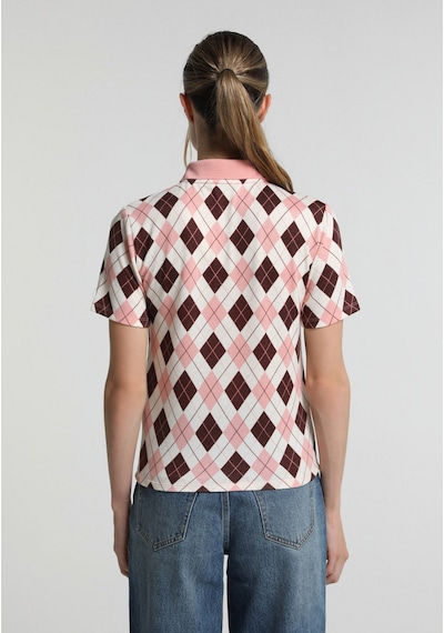 Colin's Colins Slim Fit Polo Yaka Metraj Baskılı Kadın Pembe Kısa Kol Tişört Cl1080866 Q1.v1 Pın