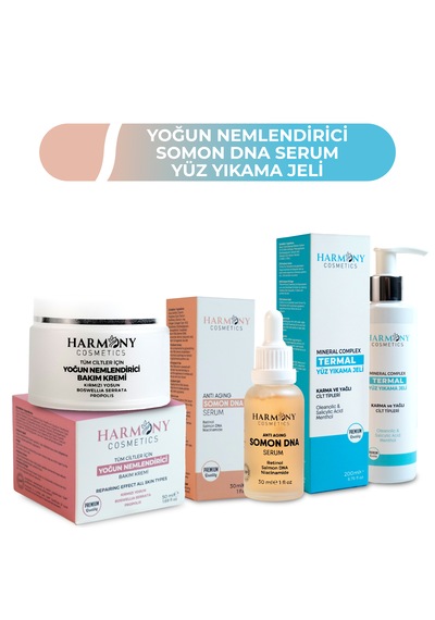Yoğun Nemlendirici Krem + Somon Dna Serum +termal Yüz Yıkama Jeli Seti 3'lü