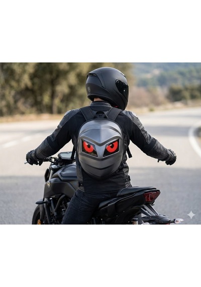 Missidea Rider Led Işıklı Karbon Mat Sırt Çantası Motorcu Çantası Orta Boy Siyah