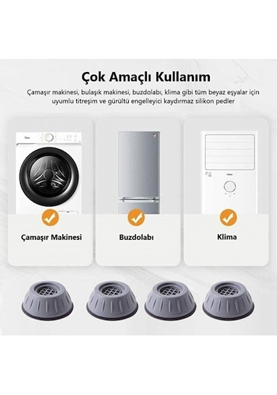 Nnstartshopping Gürültü Engelleyici Ve Kaymaz Titreşim Önleyici Kauçuk Ayak Pedleri Çamaşır Makinesi Stoper A1