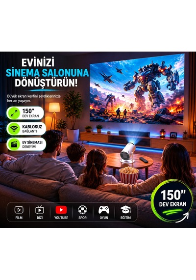 Hy300 Akıllı Projektör 2gb Ram 16gb Rom Android Wifi 6 Bluetooth 5.0 4k Destekli