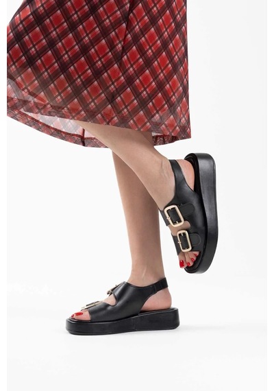 Trendella Siyah Cilt Kadın Sandalet Tr17my02a
