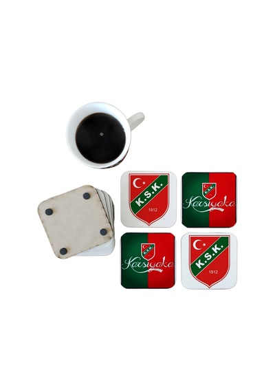Karşıyaka Spor Dekoratif Ahşap Bardak Altlığı Seti 0121 Çok Renkli