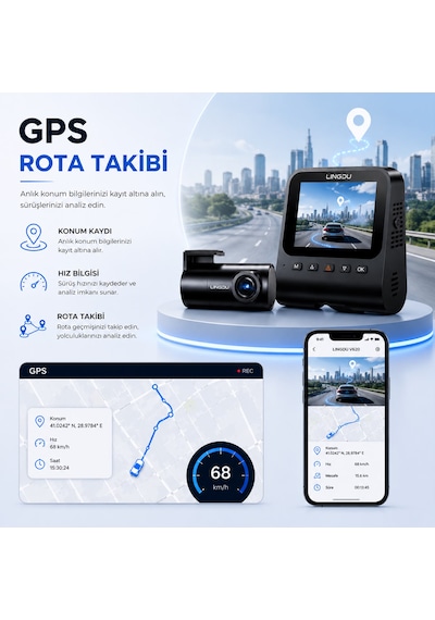 Lingdu V620 4k Araç Kamerası 4k + Fhd Çift Kamera Adas Wifi 6 Gps Hareket Ve Darbe Algılama
