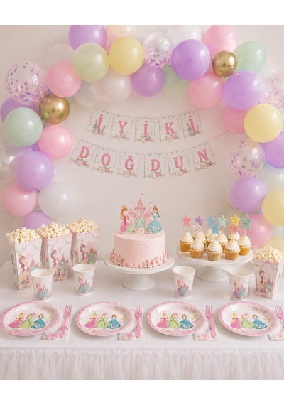 Prenses Temalı Doğum Günü Parti Süsleme Seti Makaron Balon, İyi Ki Doğdun Yazısı Tabak Bardak Doğum Günü Konsept Çok Renkli Prenses Temalı Doğum Günü Parti Süsleme Seti Makaron Balon, İyi Ki Doğdun Yazısı Tabak Bardak Doğum Günü Konsept Çok Renkli