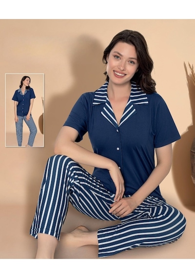 Boyraz Kadın Milan Boydan Düğmeli Kısa Kol İnce Pijama Takımı 11036 - 1 Adet 001