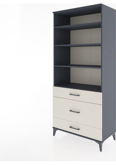 Hyperion Dolap 4 Raflı 3 Çekmeceli 88x44x195 Antrasit-aytaşı Antrasit