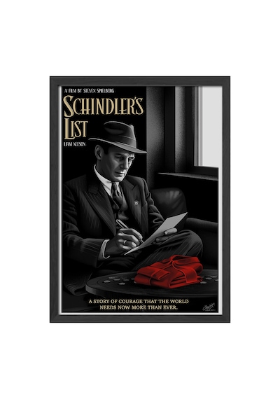 Schindler's List Siyah Ahşap Çerçeveli Poster, Dekoratif Film Duvar Tablosu