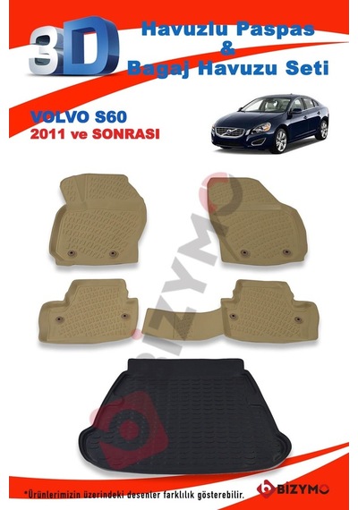 Volvo S60 2011 Ve Sonrası Bej Paspas Ve Bagaj Havuzu Seti 505219822
