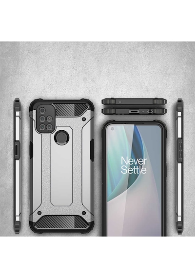 Noktaks - One Plus Uyumlu One Plus Nord N10 5g - Kılıf Çift Katman Zırh Tank Crash Military Kapak - Rose Gold