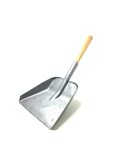 Büyük Boy Ahşap Saplı Metal Kürek . Çöp Ve Kömür Küregi