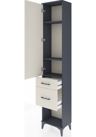 Arges Dolap 3 Raflı 2 Çekmeceli Tek Kapaklı 44x30x221 Antrasi... Antrasit