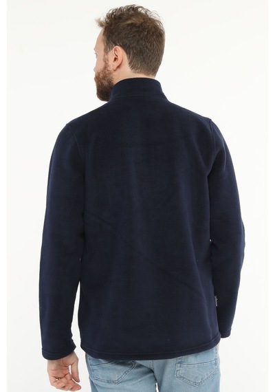 Uniprom Erkek Normal Kesim Dik Yaka Yarım Fermuarlı Polar Sweatshirt Lacivert