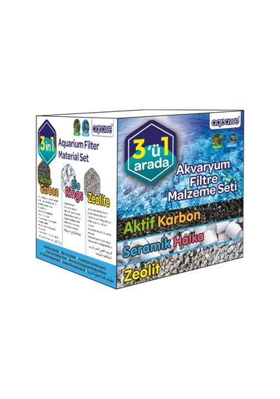 Akvaryum Filtre Seti 3 In 1 300 Gr Aktif Karbon+350 Gr Bio Ring+500 Gr Zeolite
