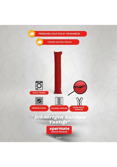 Xpermate Sarılma Yastığı, Bacak Arası Yastığı Dikdörtgen Kırmızı