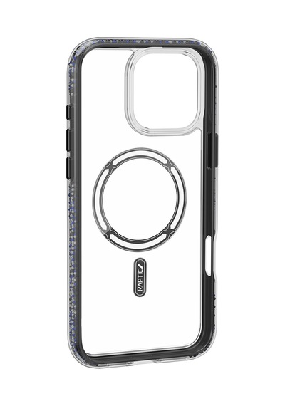 Apple iPhone 16 Pro Max Kılıf Magsafe Uyumlu Raptic Airjoy Serisi Boncuk Tasarımlı Şeffaf Kapak Siyah-gri