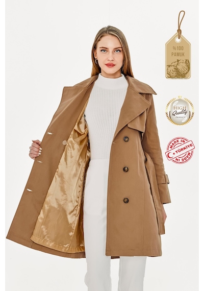 Pastelastore %100 Pamuk Gabardin Midi 95cm Astarlı Kemerli Kadın Trençkot 1113 Bej Pastelastore %100 Pamuk Gabardin Midi 95cm Astarlı Kemerli Kadın Trençkot 1113 Bej