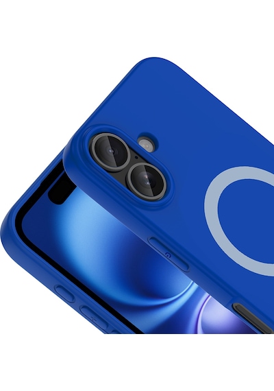 Maks Technology iPhone Uyumlu 16 Kılıf M-safe Şarj Özellikli Mkst Aris Silikon Kapak - Saks Mavi