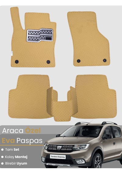 Dacia Sandero Stepway 2012-2020 Uyumlu Eva Paspas Tam Set Araca Özel,su Geçirmez,kolay Montaj