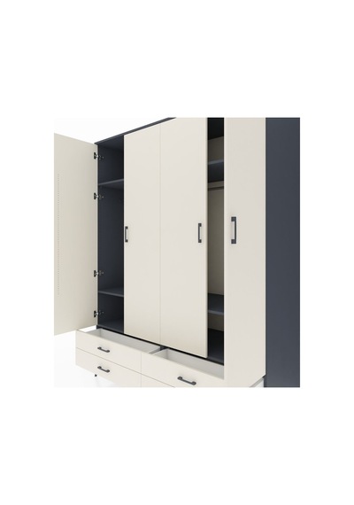 Kronos Gardrop 6 Raflı 4 Çekmeceli 2 Askılı 176x59x221 Antrasit-aytaşı Beyaz Kronos Gardrop 6 Raflı 4 Çekmeceli 2 Askılı 176x59x221 Antrasit-aytaşı Beyaz