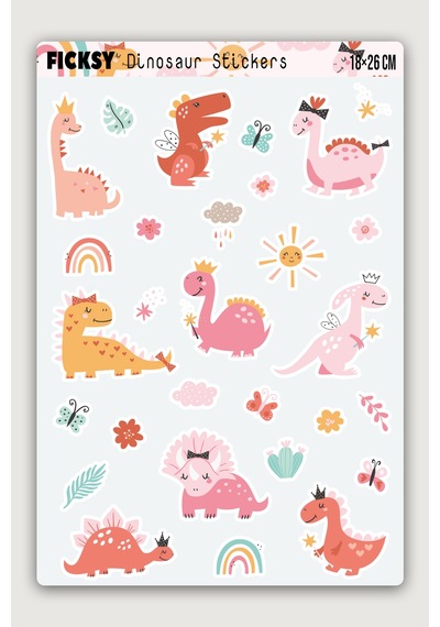 Sevimli Dinozor Sticker Seti - 29 Adet Etiket Çıkartma Diğer