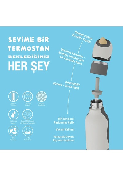 Asobu Bestie Bottle - Penguin Yalıtımlı Paslanmaz Çelik Su Şişesi, Pipetli, 460ml Çok Renkli