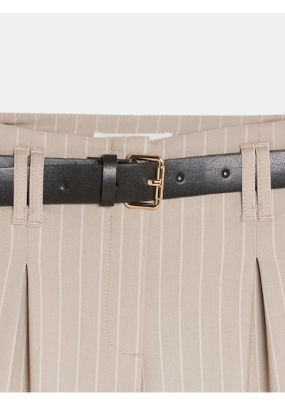 Dilvin 72682 Kemerli Pileli Pantolon-bej