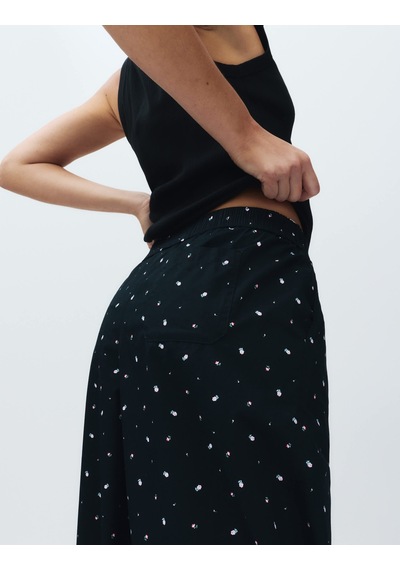 Marks & Spencer Çiçek Desenli Pijama Altı T37001825P Siyah