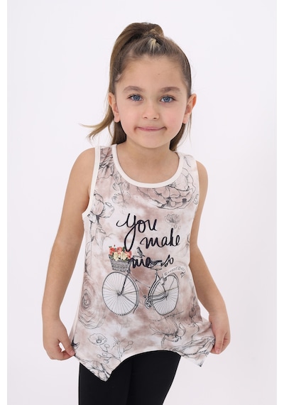 Toontoy Kids Toontoy Kız Çocuk Bisiklet Baskılı Atlet Ekru
