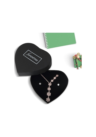 Forentina Rose Kar Tanesi Kolye Küpe Set  Ps1595