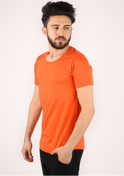 Madmext Bisiklet Yaka Turuncu T-shirt 2308 Turuncu