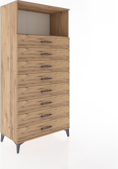 Hyperion Dolap Tek Raflı 8 Çekmeceli 88x44x182 Çam-çam Çam