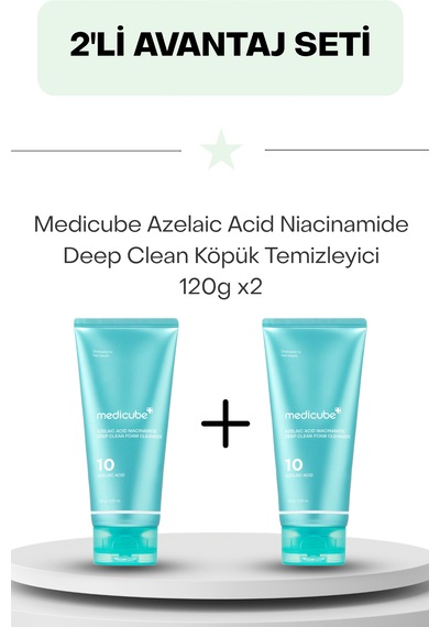 Medicube Azelaic Acid Niacinamide Deep Clean Köpük Temizleyici 120g İkili Set