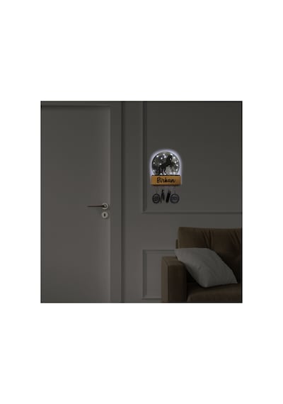 Işıklı Pleksi Dolunay Kişiselleştirilebilir Dekoratif Biblo Ahşap Sage At Anahtar Askılığı Gri - 740155317 Gri