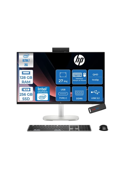 HP EliteStudio 8 G1i D36C1ETF36 Ultra 7 265 128 GB 256 GB SSD 27" Free Dos AIO Masaüstü Bilgisayar