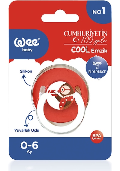 Wee Baby Cool Yuvarlak Uçlu Emzik No:1 Kırmızı Baykuş 0-6 Ay