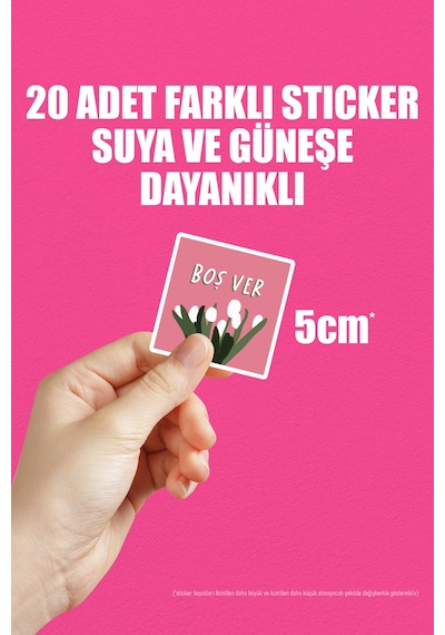 Motto Telefon Laptop Bullet Journal Yapışkanlı Folyo Sticker Paketi 20 Adet Çok Renkli