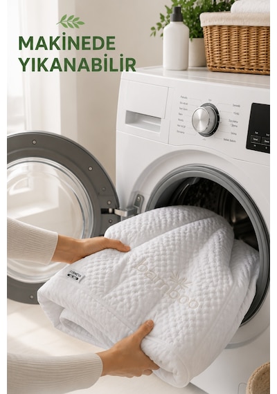 Bambu Kumaş Premium Sıvı Geçirmez Fitted Alez Doğal Bambu Lüks Yatak Koruyucu Sessiz Alez Beyaz