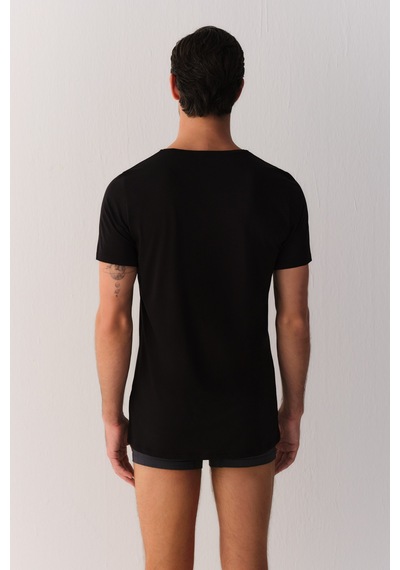 Suwen Smart Cotton Modal T-shirt Sw0004607f012 Siyah