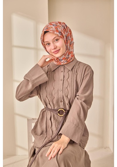 Silk Home Soft Eşarp 73092-10 Taba, Füme, Pudra, Turuncu